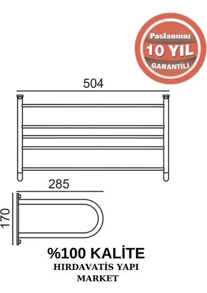 Paslanmaz Pirinç Mercan Lamalı Raf Havluluk 50CM fiyatları