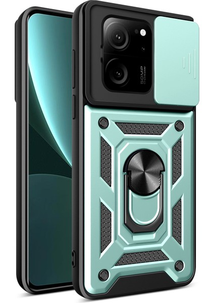Xiaomi Mi 13T Pro Uyumlu Kılıf Pars Lens Sürgülü Yüzüklü Standlı Korumalı Kılıf