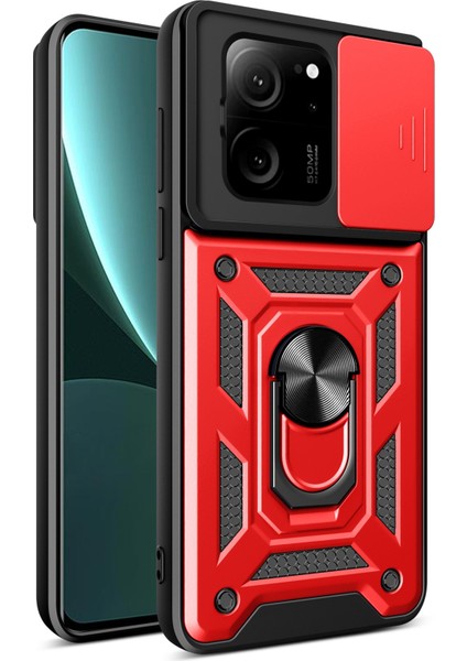 Xiaomi Mi 13T Pro Uyumlu Kılıf Pars Lens Sürgülü Yüzüklü Standlı Korumalı Kılıf