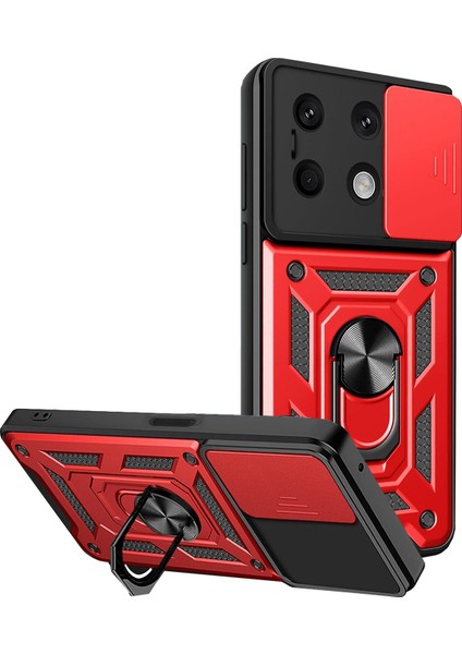 Xiaomi Redmi Note 13 4g Uyumlu Kılıf Pars Lens Sürgülü Yüzüklü Standlı Korumalı Kılıf