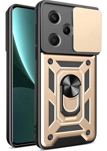 Xiaomi Redmi Note 13 Pro Plus Uyumlu Kılıf Pars Lens Sürgülü Yüzüklü Standlı Korumalı Kılıf