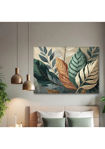 Büyük Yapraklar Kanvas Tablo - Modern Duvar Tablosu - Canvas Tablo - Duvar Dekorasyonu - Duvar Süsü