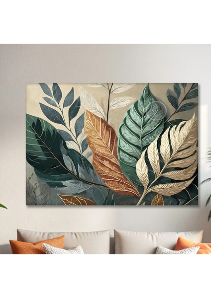 Büyük Yapraklar Kanvas Tablo - Modern Duvar Tablosu - Canvas Tablo - Duvar Dekorasyonu - Duvar Süsü