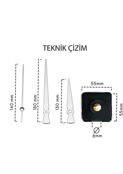 Sessiz saat mekanizması, modern tasarım, askılı, 5x5 cm, gümüş renk fiyatları