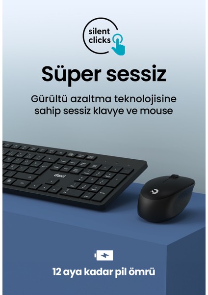 MK150 Wireless Sessiz 2.4ghz Kablosuz Türkçe Q Klavye Mouse Seti