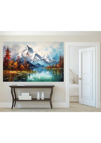 Soyut Doğa Manzaralı Yağlı Boya Görünümlü Kanvas Tablo Ev Ofis