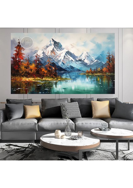 Soyut Doğa Manzaralı Yağlı Boya Görünümlü Kanvas Tablo Ev Ofis fiyatları