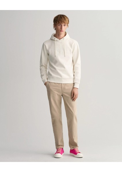 Erkek Regular Fit Kapüşonlu Logolu Sweatshirt-Bej