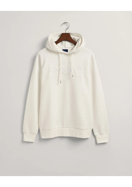 Erkek Regular Fit Kapüşonlu Logolu Sweatshirt-Bej indirimleri
