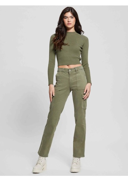 Kadın Sırt Dekolteli Triko Kazak-Yeşil fiyatları