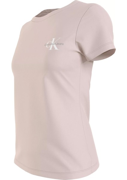 Kadın 2'li Monologo Slım Tee T-Shirt-Pudra-Beyaz fiyatları