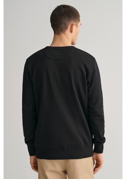 Erkek Bisiklet Yaka Sweatshirt - Siyah