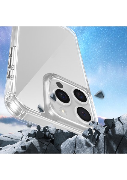 iPhone 15 Pro Max Kılıf Airbagli Takılabilir Askı Aparatlı Snap Silikon Kapak-Şeffaf