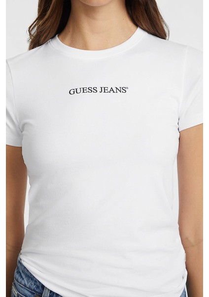 Kadın Gj Ss Cn Slim Logo Baskılı T-Shirt - Beyaz fırsatları