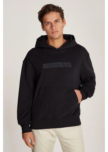 Erkek Embroıdered Box Sweatshirt - Siyah