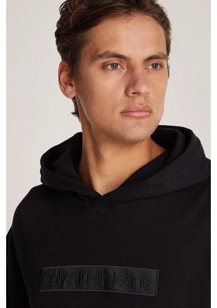 Erkek Embroıdered Box Sweatshirt - Siyah