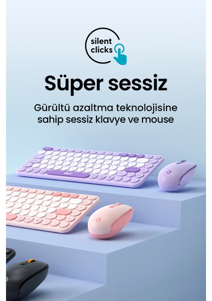 MK350 Creator Pro Sessiz 3 Kanallı Bluetooth + 2.4g Wireless Türkçe Q Klavye Mouse Seti