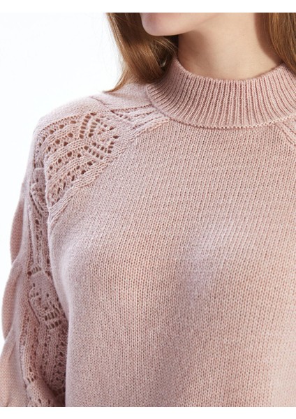 Lcw Vision Yarım Balıkçı Yaka Kendinden Desenli Kadın Triko Kazak modelleri