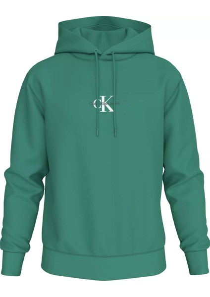 Erkek Kapüşonlu Sweatshirt - Yeşil