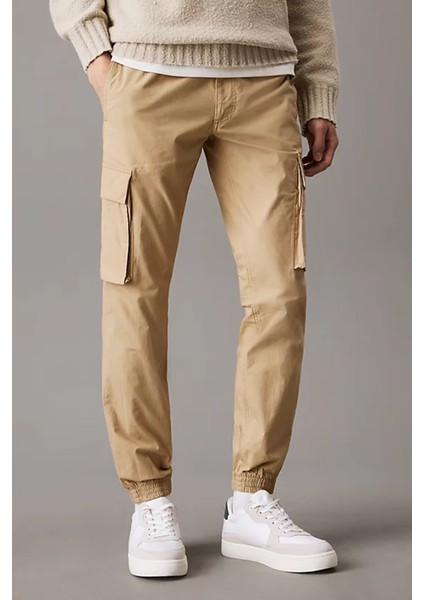Erkek Skınny Cargo Pantolon - Bej