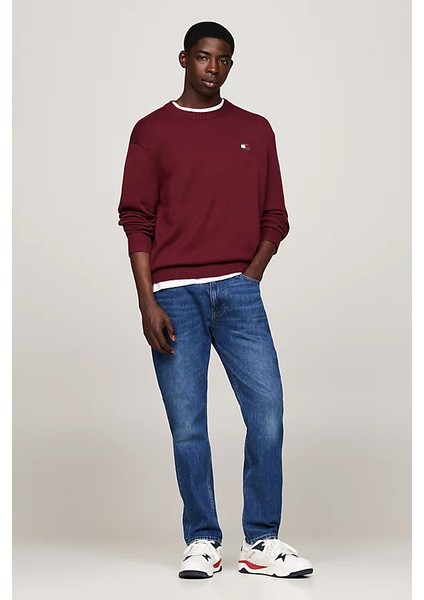 Erkek Tommy Rozetli Yünlü Kazak - Mor