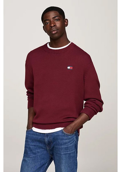 Erkek Tommy Rozetli Yünlü Kazak - Mor modelleri