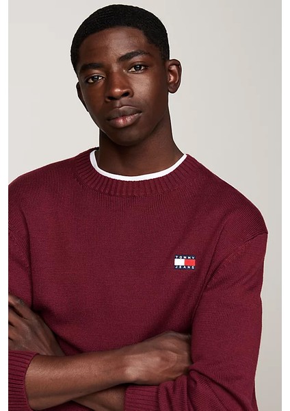 Erkek Tommy Rozetli Yünlü Kazak - Mor fırsatları