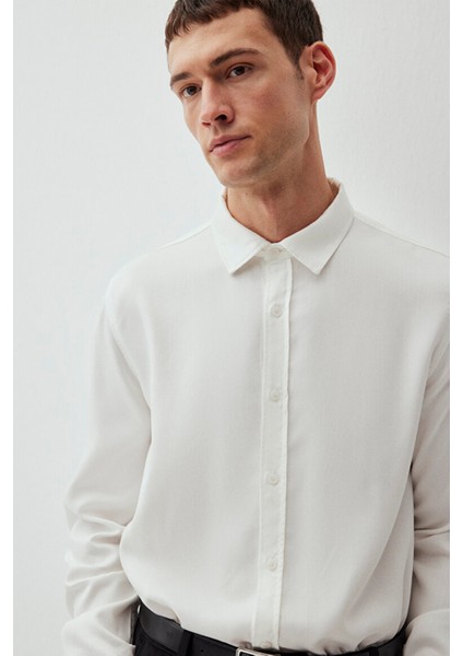 Erkek Tencel Tm Lyocell Gömlek - Beyaz fırsatları