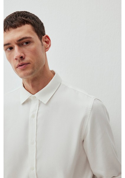 Erkek Tencel Tm Lyocell Gömlek - Beyaz indirimleri
