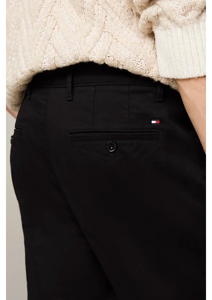 Erkek Denton Saten Düz Paça Chino Pantolon - Siyah fırsatları