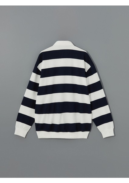 Xsıde Polo Yaka Uzun Kollu Çizgili Erkek Kalın Sweatshirt modelleri