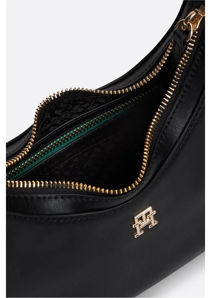 Kadın Marka Logolu Deri Ayarlanabilir Omuz Çantası - Siyah indirimleri