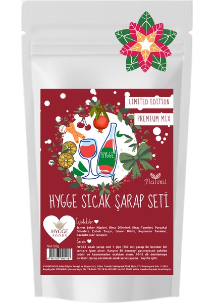 Hygge Sıcak Şarap Hazırlama Seti - Premium Meyve ve Baharat Karışım - Limited Edition - Mulled Wine Set - Yılbaşı Seti