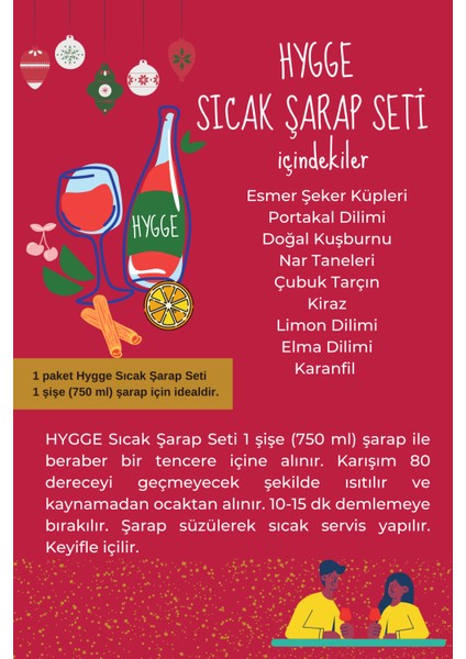 Hygge Sıcak Şarap Hazırlama Seti - Premium Meyve ve Baharat Karışım - Limited Edition - Mulled Wine Set - Yılbaşı Seti