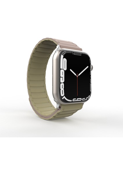 Apple Watch 7 45MM Zore KRD-122 Silikon Kordon Strap Kayış-Kahverengi-Krem