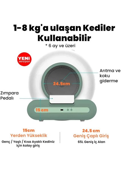 Ti+ 65L Wifi Otomatik Akıllı Kedi Tuvaleti Yeni Versiyon