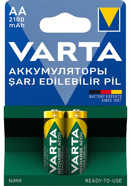 Varta Nı-Mh 1.2V 2100 Mah Hr6 Aa Şarjlı 2li Kalem Pil (4738)