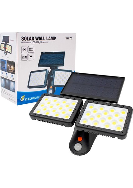 W770B Sensörlü 36 Cob Ledli Solar Aydınlatmalı Duvar Lambası (4738)