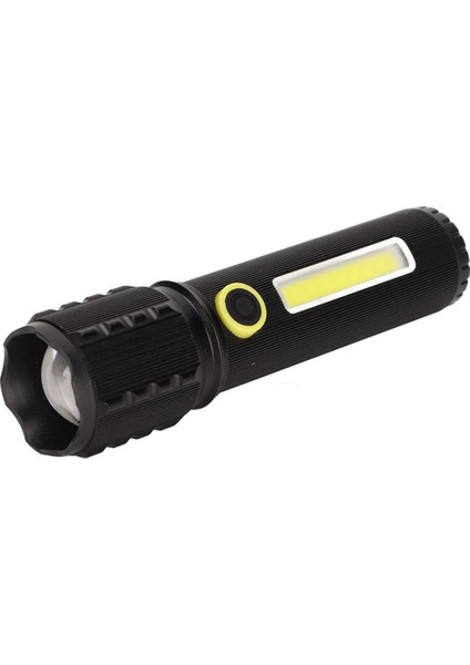 Zoomlu Flash Özellikli Şarjlı Metal Kasa El Feneri (4738)