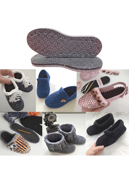 6' Lı Siyah Hobi Örgü Panduf Patik Tabanı Kaydırmaz -Eva-Yün Keçe 3 Katlı Delikli Patik Tabanlığ indirimleri