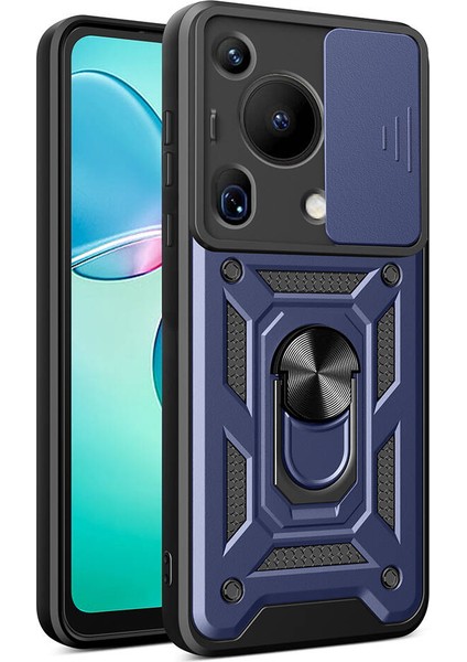 Huawei Pura 70 Ultra ile Uyumlu Kılıf Pars Lens Sürgülü Yüzüklü Standlı Korumalı Kılıf