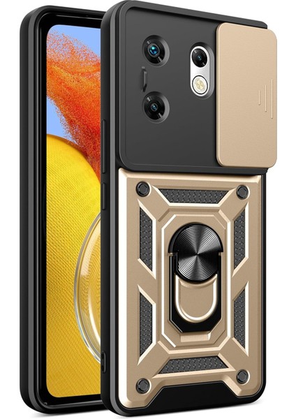 Infinix Zero 30 4g ile Uyumlu Kılıf Pars Lens Sürgülü Yüzüklü Standlı Korumalı Kılıf