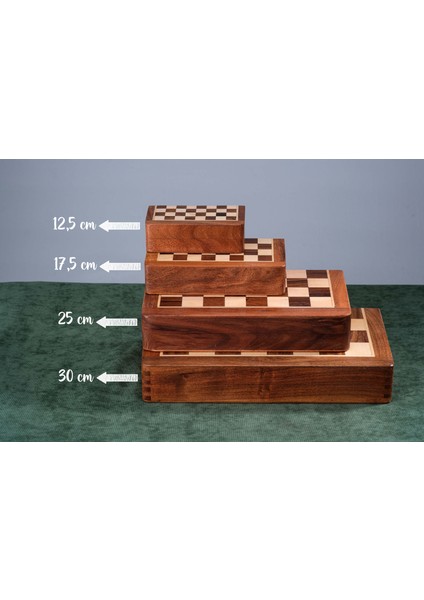 El Yapımı 25 cm Manyetik Ahşap Satranç Takımı, Taşınabilir Masif Ahşap Katlanabilir