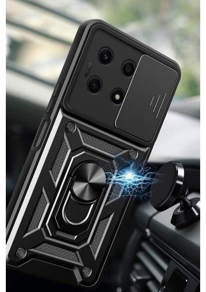 Infinix Note 30 ile Uyumlu Kılıf Pars Lens Sürgülü Yüzüklü Standlı Korumalı Kılıf fırsatları