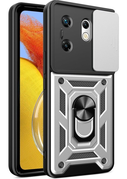 Infinix Zero 30 4g ile Uyumlu Kılıf Pars Lens Sürgülü Yüzüklü Standlı Korumalı Kılıf