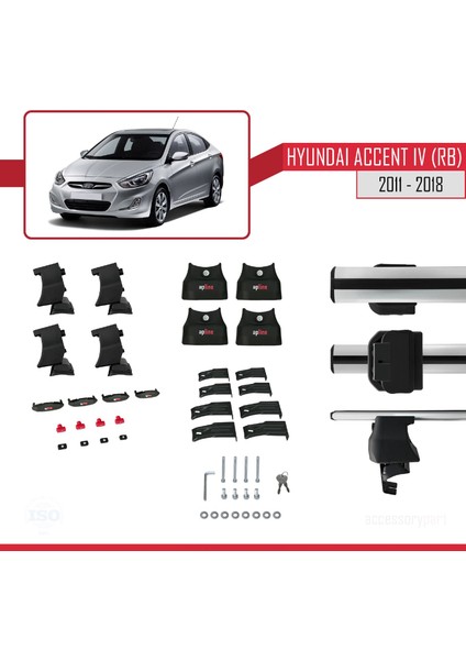 Hyundai Accent Iv (Rb) Sedan 2011-2018 Arası ile Uyumlu Ace-4 Ara Atkı Tavan Barı Gri indirimleri