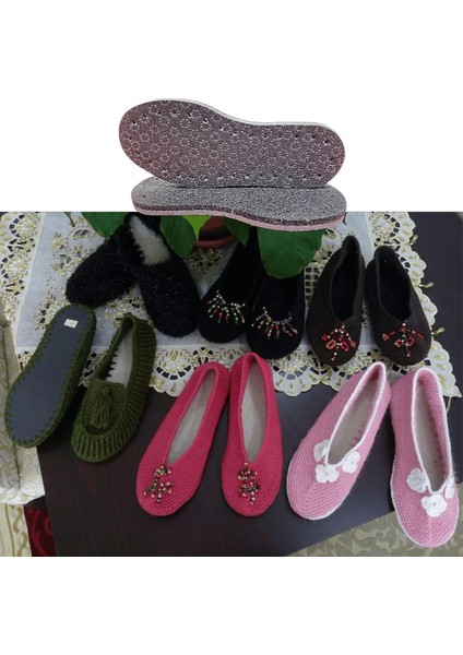 3'lü Siyah Hobi Örgü Panduf Patik Tabanı Kaydırmaz -Eva-Yün Keçe 3 Katlı Delikli Patik Tabanlığı fiyatları