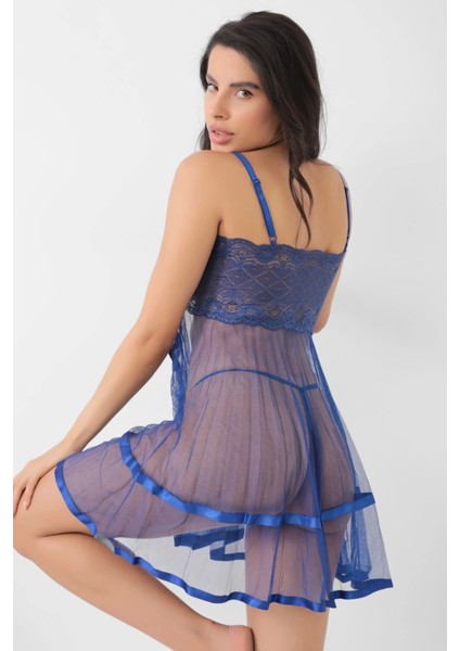 Mavi Şifon Pileli GECELIK-835 modelleri