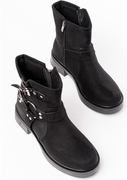 02-2013 Siyah Süet Toka Aksesuarlı Fermuarlı Günlük Kadın Bot fırsatları