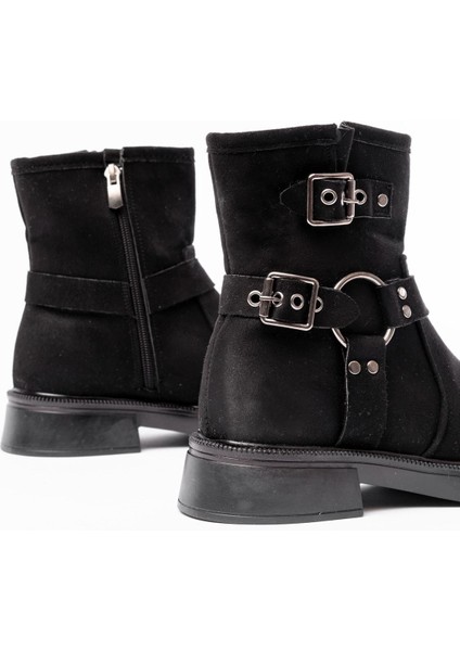02-2013 Siyah Süet Toka Aksesuarlı Fermuarlı Günlük Kadın Bot indirimleri